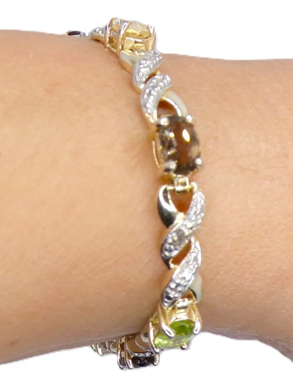 Multi-Gemstone Bracelet – 925 Sterling Silver with Gold Finish